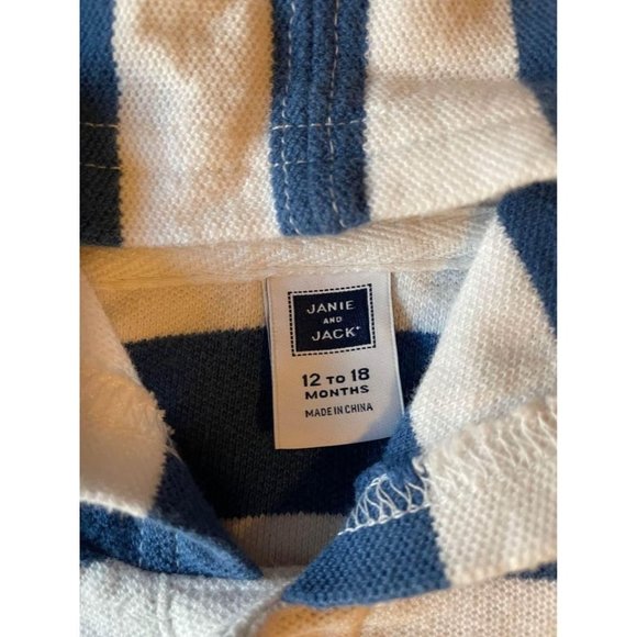 12-18M Janie and Jack Blue & White Striped Hoodie - Picture 4 of 4